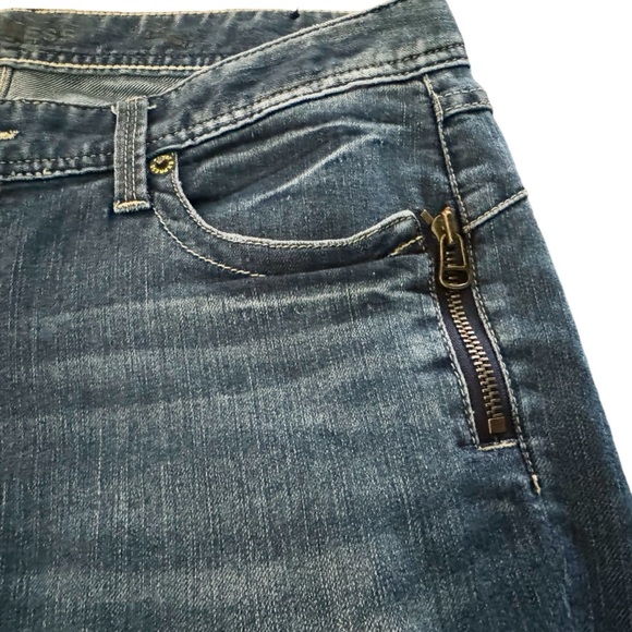 Express jeans women’s size 8 blue zipper pocket straight preppy Super Low Rise - Picture 4 of 12